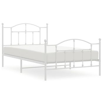 Vidaxl Estructura Cama Metal Con Cabecero Y Pie Cama Blanca 107x203 Cm