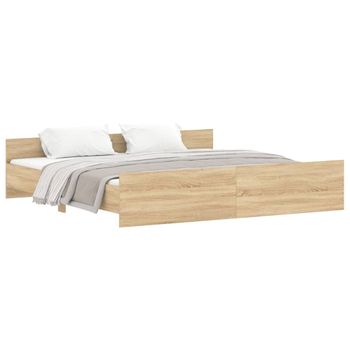 Vidaxl Estructura De Cama Con Cabecero Piecero Roble Sonoma 180x200 Cm Marrón