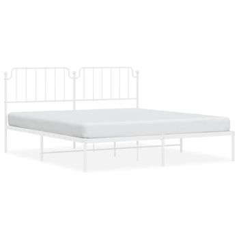 Vidaxl Estructura De Cama De Metal Con Cabecero Blanco 180x200 Cm