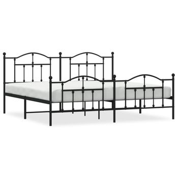 Vidaxl Estructura De Cama Cabecero Y Estribo Metal Negro 200x200 Cm