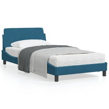 Vidaxl Estructura De Cama Con Cabecero Terciopelo Azul 100x200 Cm