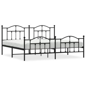 Vidaxl Estructura De Cama Cabecero Y Estribo Metal Negro 193x203cm