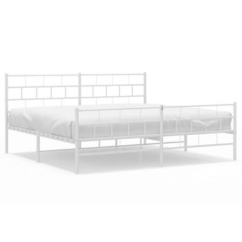 Vidaxl Estructura Cama Metal Con Cabecero Y Pie Cama Blanco 193x203 Cm