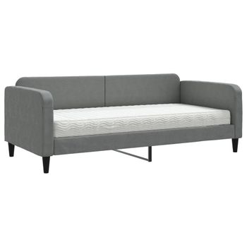 Vidaxl Sofá Cama Con Colchón Tela Gris Oscuro 90x200 Cm