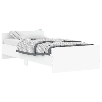 Vidaxl Estructura De Cama Madera Contrachapada Blanca 90x190 Cm