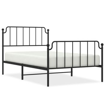 Vidaxl Estructura De Cama Con Cabecero Y Estribo Metal Negro 107x203cm