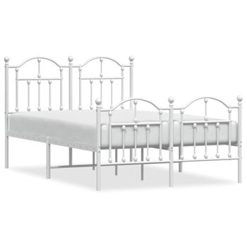 Vidaxl Estructura Cama Metal Con Cabecero Y Estribo Blanco 120x200 Cm