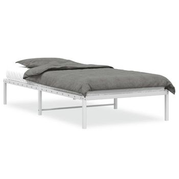 Vidaxl Estructura De Cama De Metal Blanca 107x203 Cm