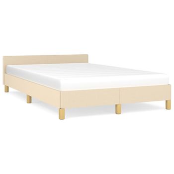 Vidaxl Estructura De Cama Con Cabecero Tela Crema 120x190 Cm