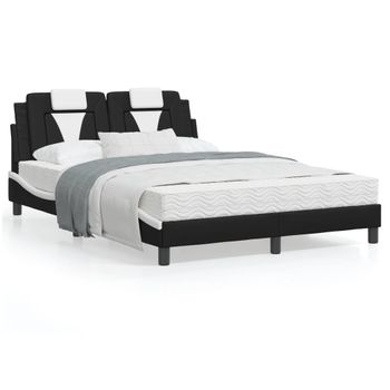 Vidaxl Estructura Cama Cabecero Cuero Sintético Negro Blanco 120x200cm