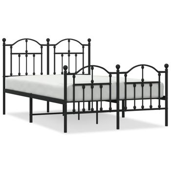 Vidaxl Estructura De Cama Cabecero Y Estribo Metal Negro 120x200 Cm