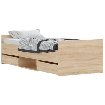 Vidaxl Estructura De Cama Con Cabecero Piecero Roble Sonoma 75x190 Cm Marrón