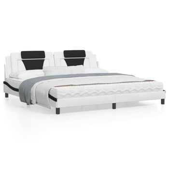 Vidaxl Estructura De Cama Con Cabecero Cuero Sintético Blanco Y Negro