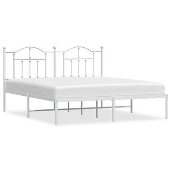 Vidaxl Estructura De Cama De Metal Con Cabecero Blanco 180x200 Cm