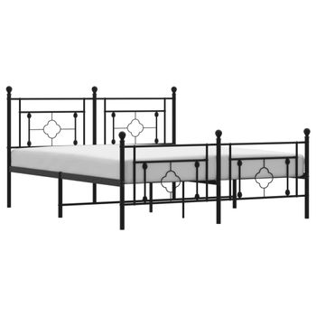 Vidaxl Estructura De Cama Cabecero Y Estribo Metal Negro 150x200 Cm