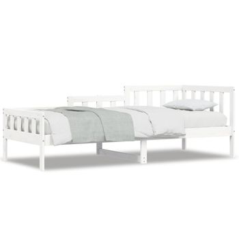 Vidaxl Sofá Cama Madera Maciza De Pino Blanco 90x200 Cm