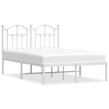 Vidaxl Estructura De Cama De Metal Con Cabecero Blanca 120x200 Cm