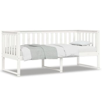 Vidaxl Sofá Cama Madera Maciza De Pino Blanco 75x190 Cm