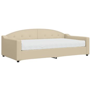 Vidaxl Sofá Cama Con Colchón Tela Crema 100x200 Cm