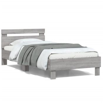 Vidaxl Cama Con Cabecero Madera De Ingeniería Gris Sonoma 100x200 Cm