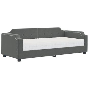 Vidaxl Sofá Cama Con Colchón Tela Gris Oscuro 100x200 Cm