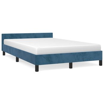 Vidaxl Estructura Cama Con Cabecero Terciopelo Azul Oscuro 120x190 Cm