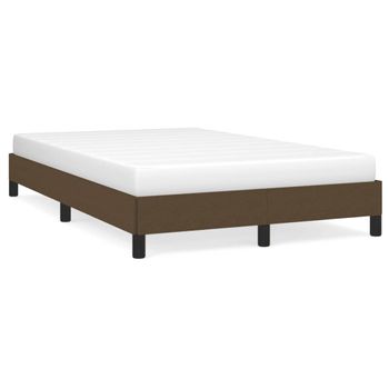 Vidaxl Estructura De Cama Tela Marrón Oscuro 120x190 Cm