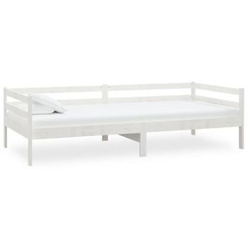 Vidaxl Sofá Cama Madera Maciza De Pino Blanco 90x200 Cm