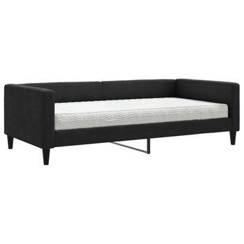 Vidaxl Sofá Cama Con Colchón Tela Negro 100x200 Cm