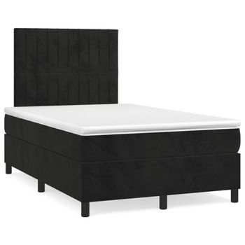 Vidaxl Cama Box Spring Con Colchón Y Led Terciopelo Negro 120x190 Cm