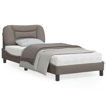 Vidaxl Estructura De Cama Con Luces Led Tela Gris Taupe 80x200 Cm Gris Topo