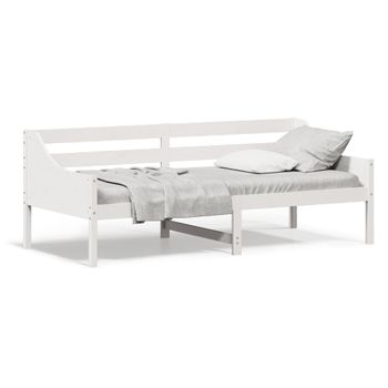 Vidaxl Sofá Cama De Madera Maciza De Pino Blanco 100x200 Cm