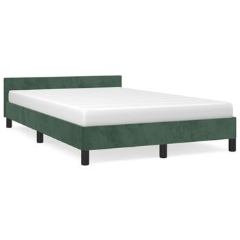 Vidaxl Estructura Cama Con Cabecero Terciopelo Verde Oscuro 120x190 Cm