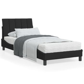 Vidaxl Estructura De Cama Con Luces Led De Terciopelo Negro 90x190 Cm