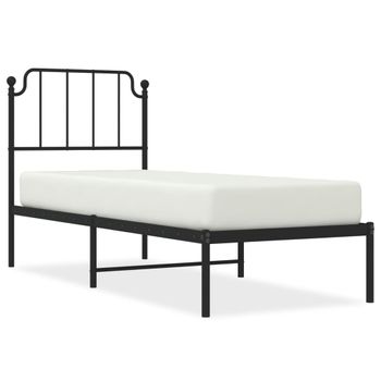 Vidaxl Estructura De Cama Con Cabecero Metal Negro 75x190 Cm