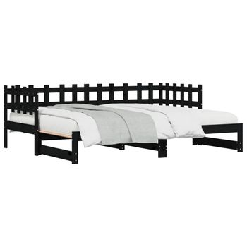 Vidaxl Sofá Cama Extraíble Madera Maciza De Pino Negro 2x(90x200) Cm