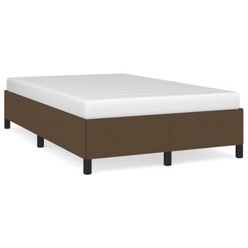 Vidaxl Estructura De Cama Tela Marrón Oscuro 120x190 Cm