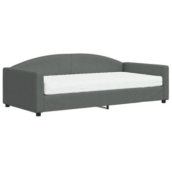 Vidaxl Sofá Cama Con Colchón Tela Gris Oscuro 100x200 Cm