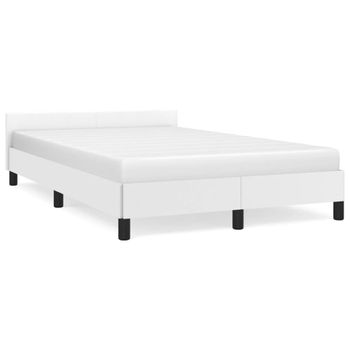 Vidaxl Estructura Cama Con Cabecero Cuero Sintético Blanco 120x190 Cm