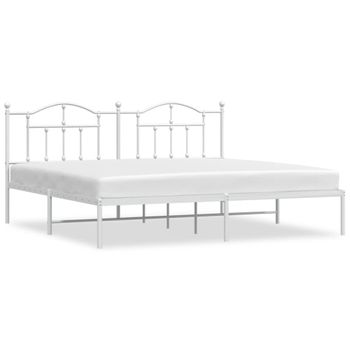 Vidaxl Estructura De Cama De Metal Con Cabecero Blanco 193x203 Cm