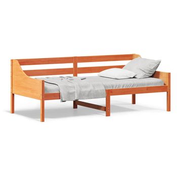 Vidaxl Sofá Cama De Madera Maciza De Pino Marrón Cera 90x200 Cm