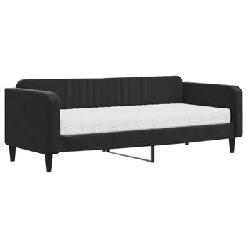 Vidaxl Sofá Cama Con Colchón Terciopelo Negro 90x200 Cm