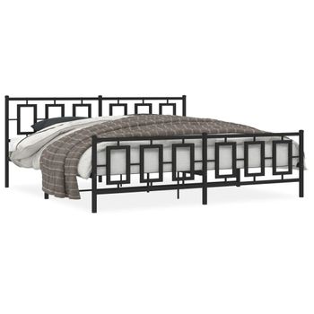 Vidaxl Estructura De Cama Cabecero Y Estribo Metal Negro 193x203 Cm