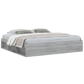 Vidaxl Estructura De Cama Sonoma Gris 200x200 Cm