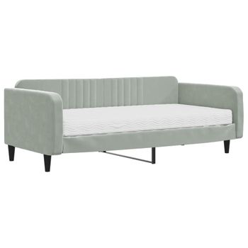 Vidaxl Sofá Cama Con Colchón Terciopelo Gris Claro 100x200 Cm