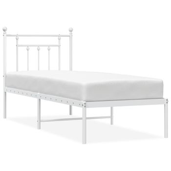 Vidaxl Estructura De Cama De Metal Con Cabecero Blanco 75x190 Cm