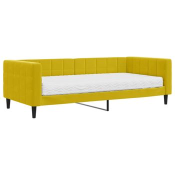 Vidaxl Sofá Cama Con Colchón Terciopelo Amarillo 90x200 Cm