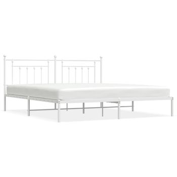 Vidaxl Estructura De Cama De Metal Con Cabecero Blanco 193x203 Cm