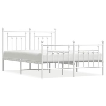 Vidaxl Estructura Cama Metal Con Cabecero Y Estribo Blanco 150x200 Cm