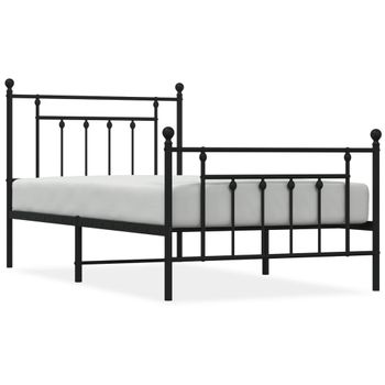 Vidaxl Estructura De Cama Con Cabecero Y Estribo Metal Negro 100x190cm